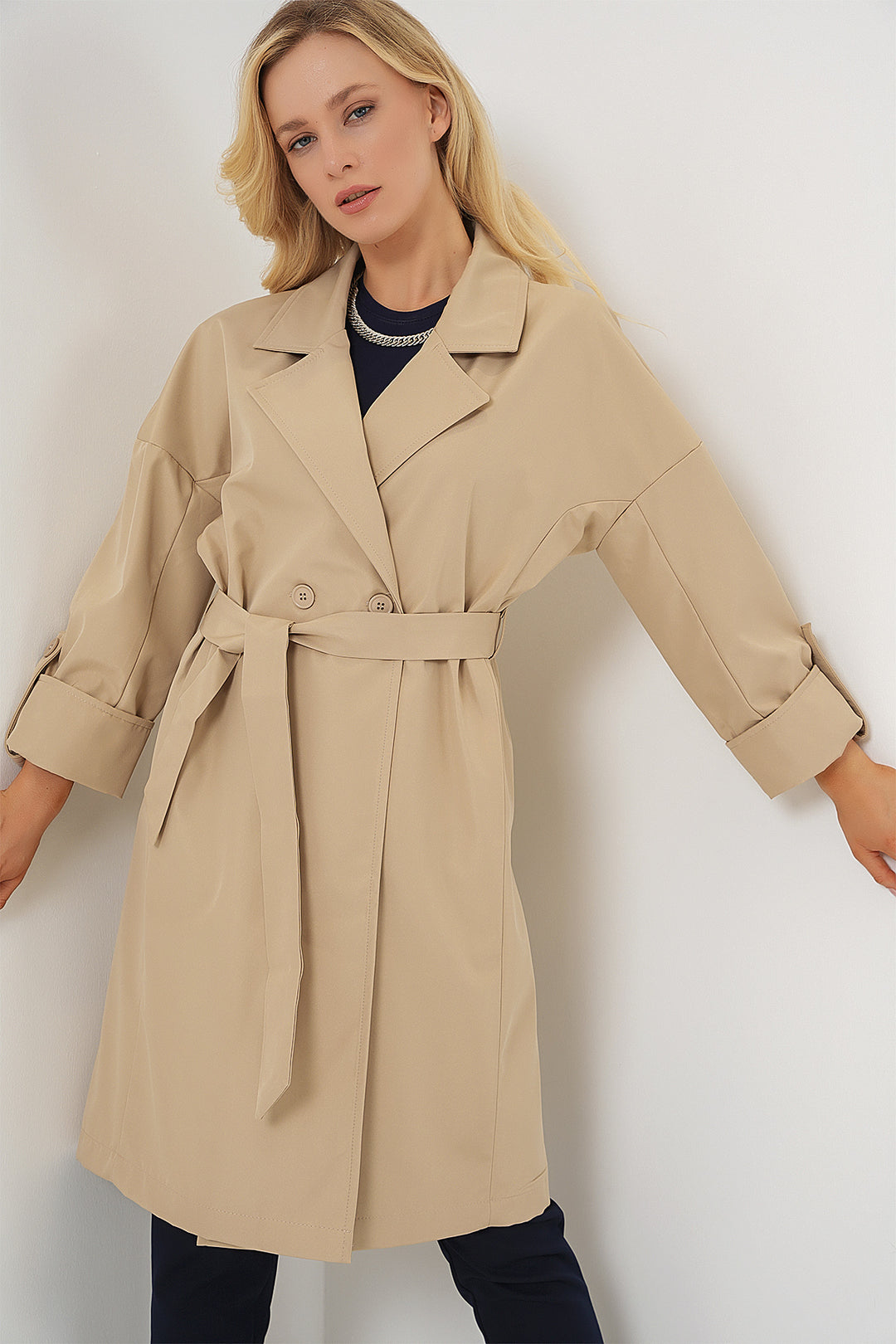 Bigdart 9104 Trench doublé à col croisé - Beige