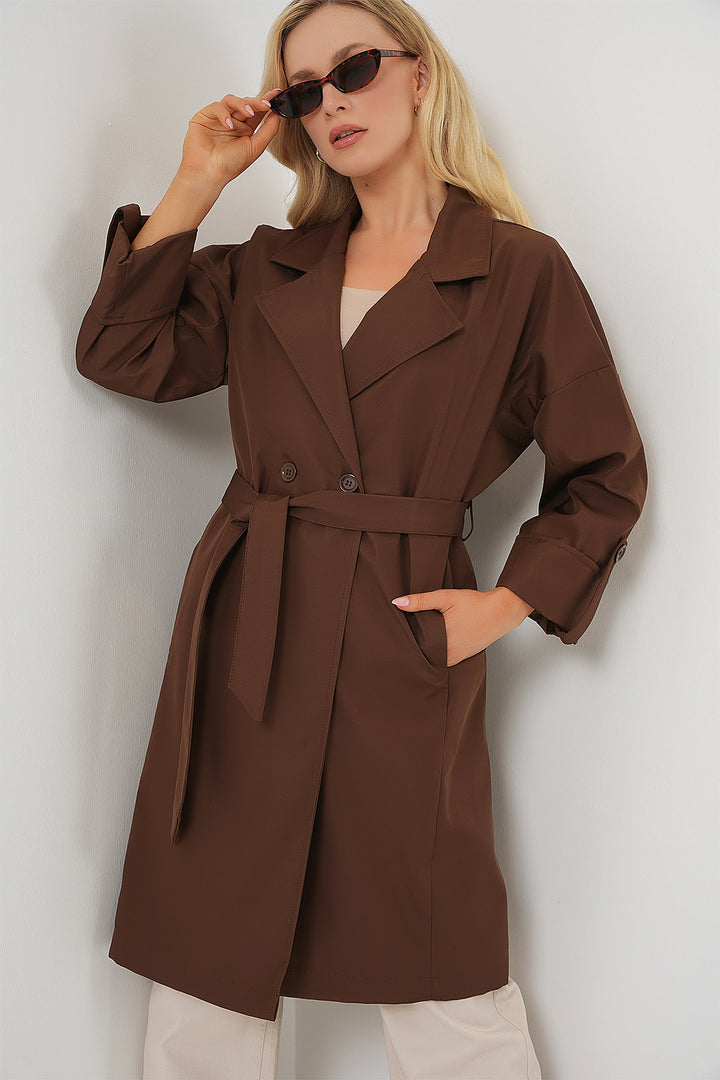Bigdart 9104 Manteau Trench Croisé Doublé - Marron