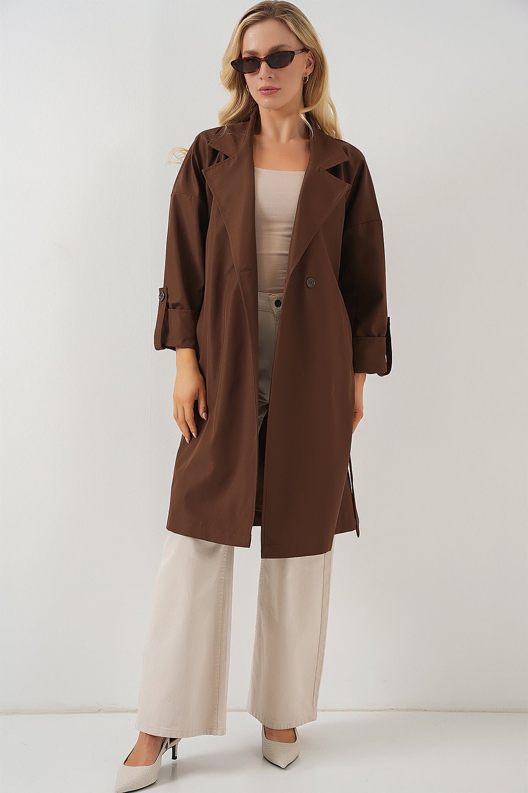 Bigdart 9104 Manteau Trench Croisé Doublé - Marron
