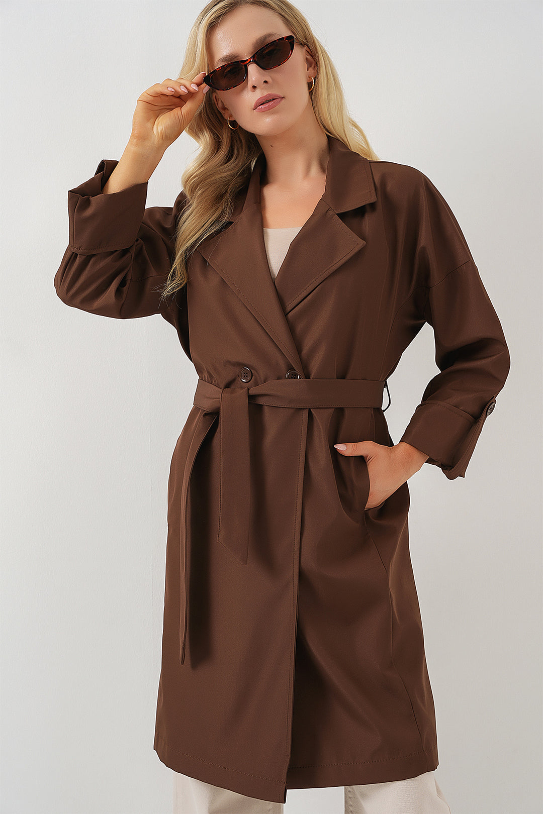Bigdart 9104 Manteau Trench Croisé Doublé - Marron
