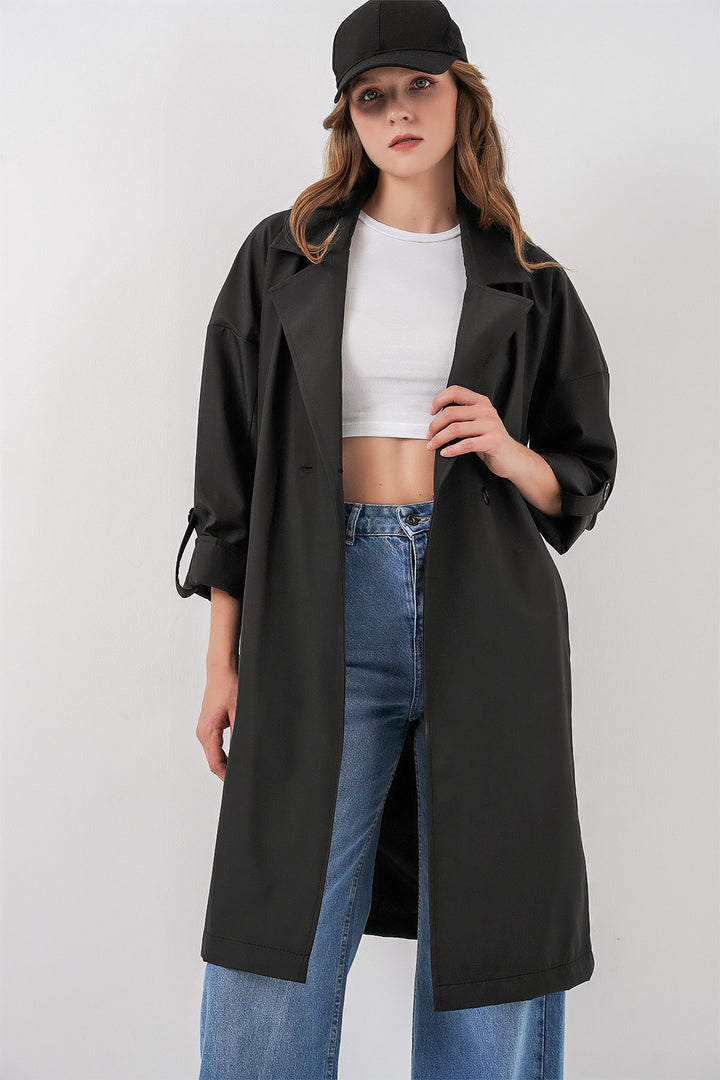 Bigdart 9104 Manteau trench croisé doublé - Noir