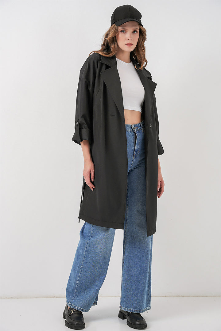 Bigdart 9104 Manteau trench croisé doublé - Noir