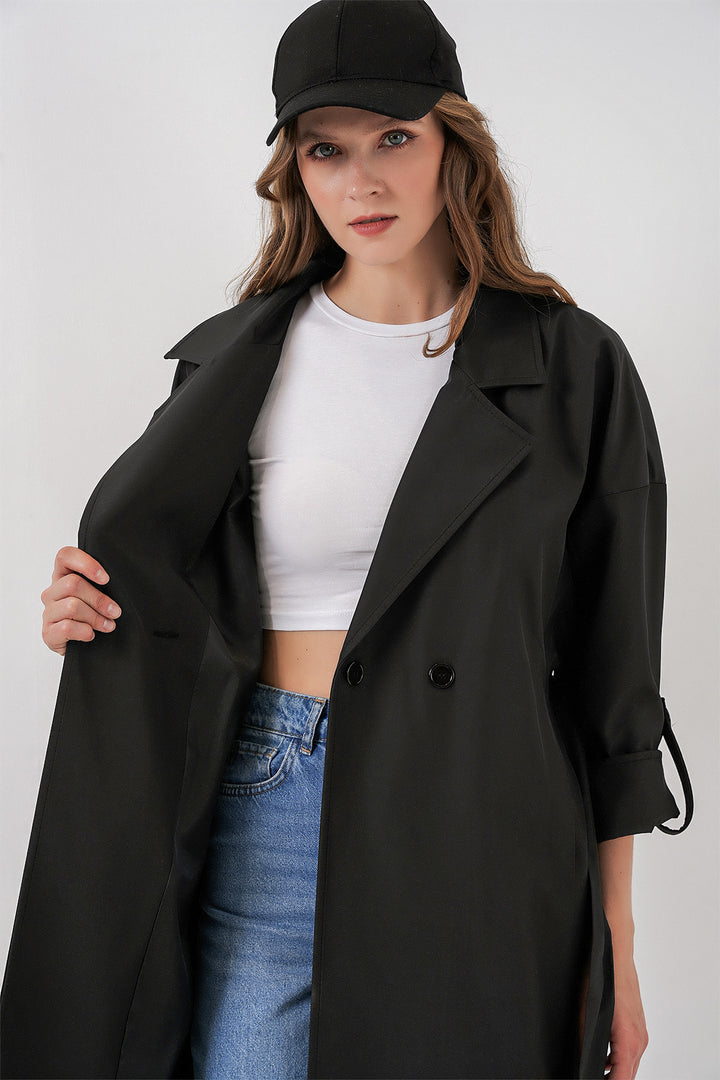 Bigdart 9104 Manteau trench croisé doublé - Noir