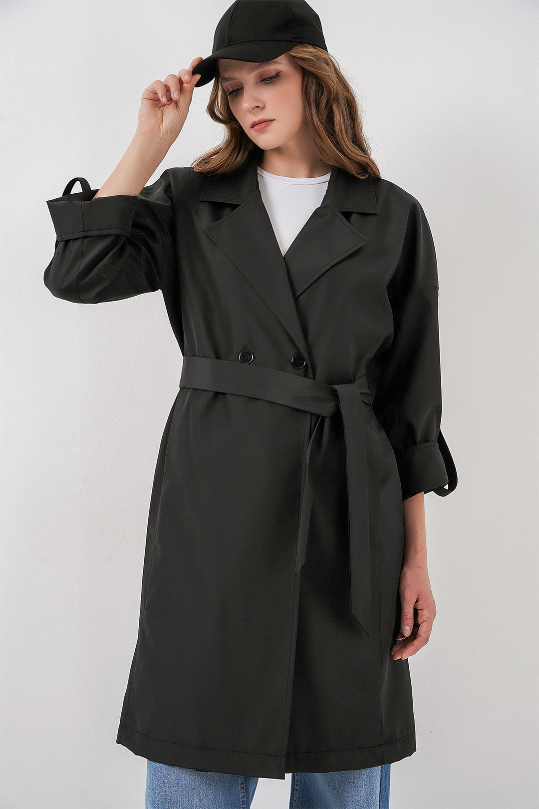Bigdart 9104 Manteau trench croisé doublé - Noir