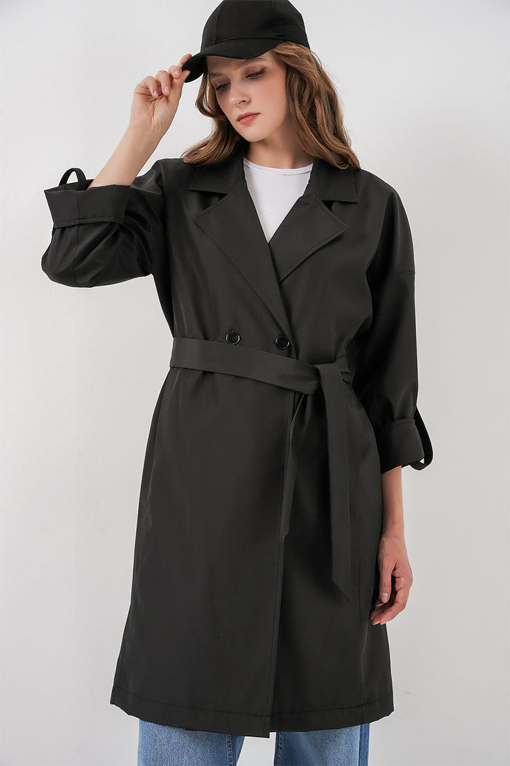 Bigdart 9104 Manteau trench croisé doublé - Noir