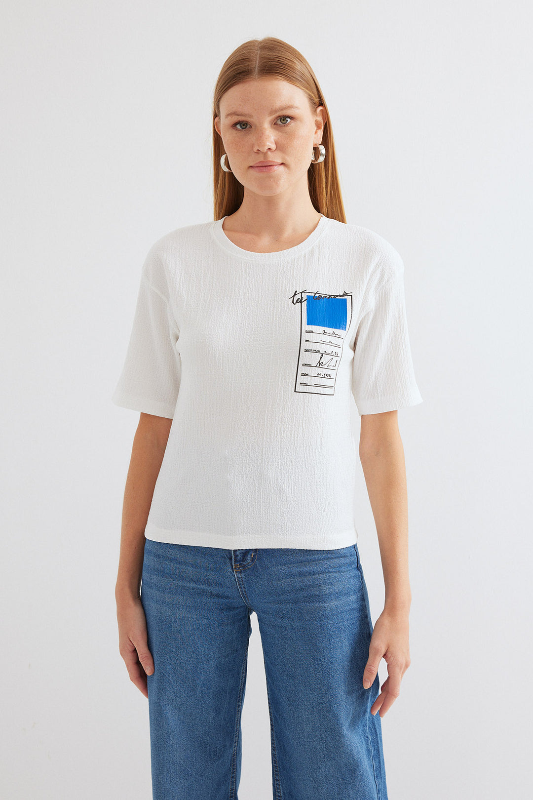 Bigdart T-shirt basique en tricot imprimé 911 - Bleu