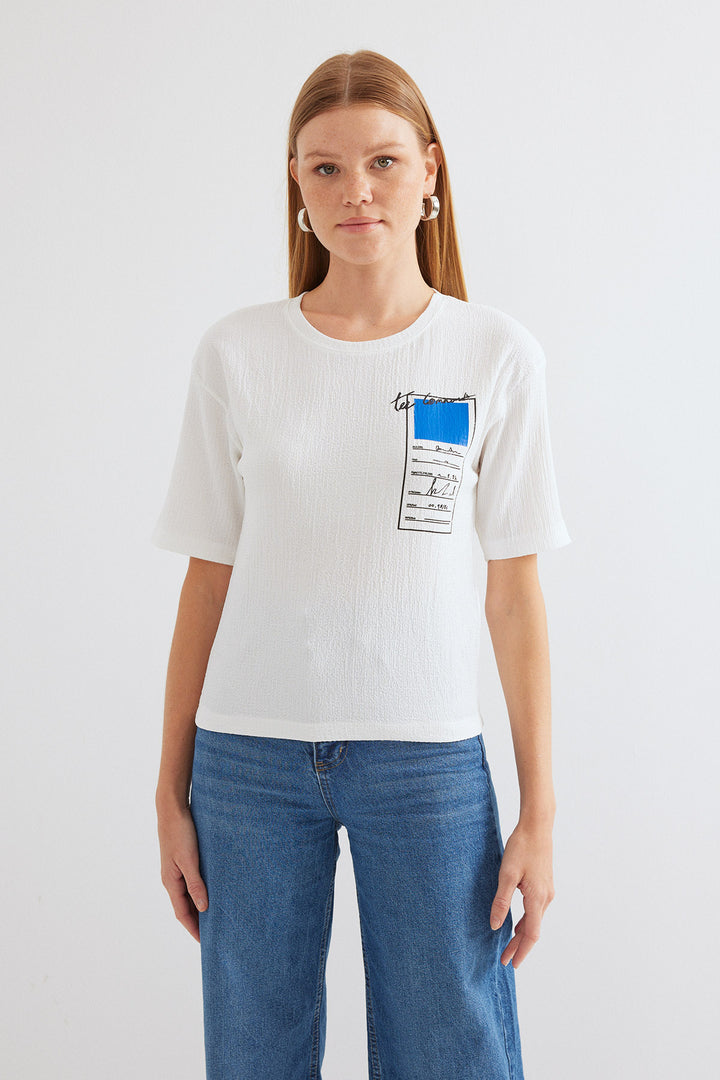 Bigdart T-shirt basique en tricot imprimé 911 - Bleu