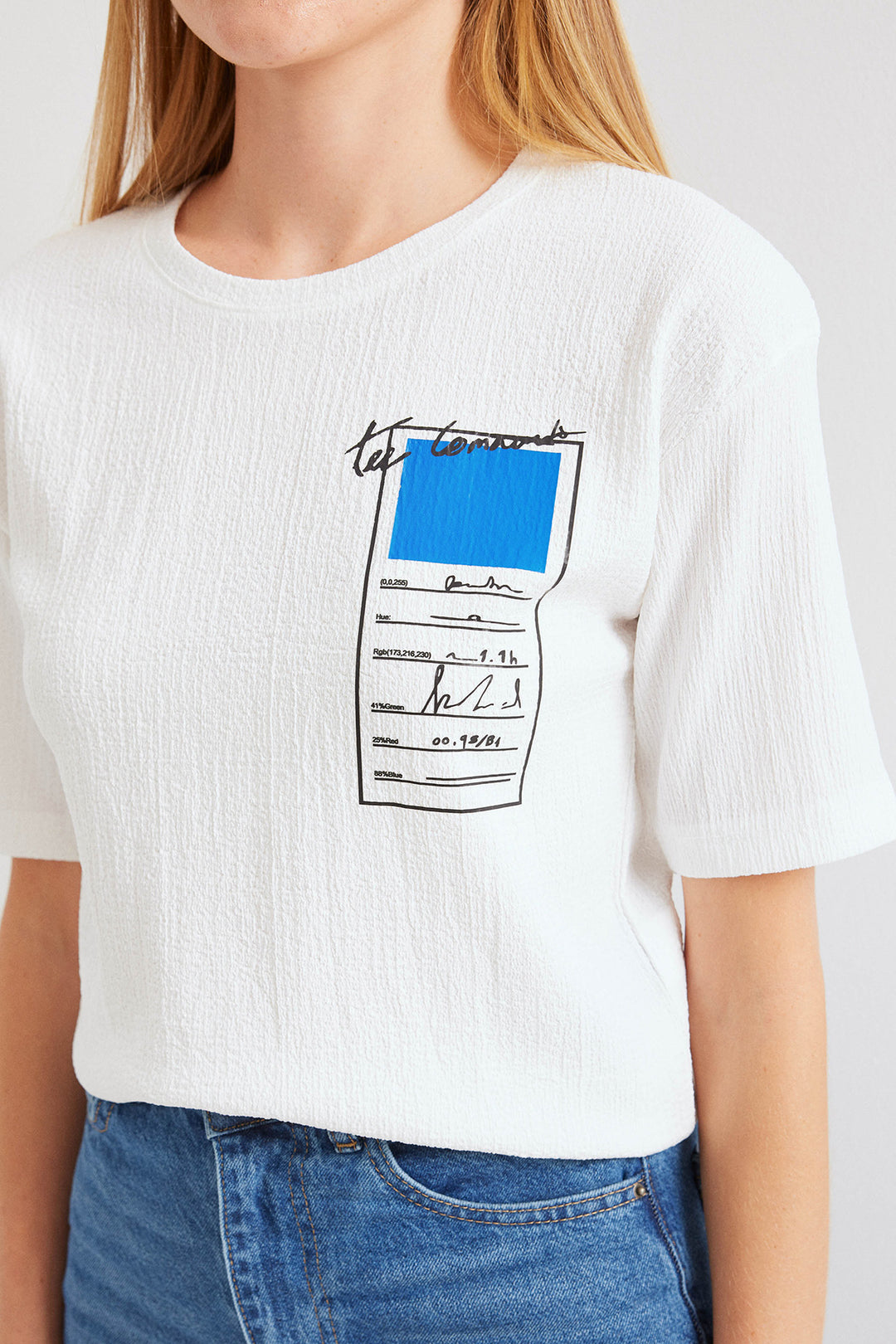 Bigdart T-shirt basique en tricot imprimé 911 - Bleu