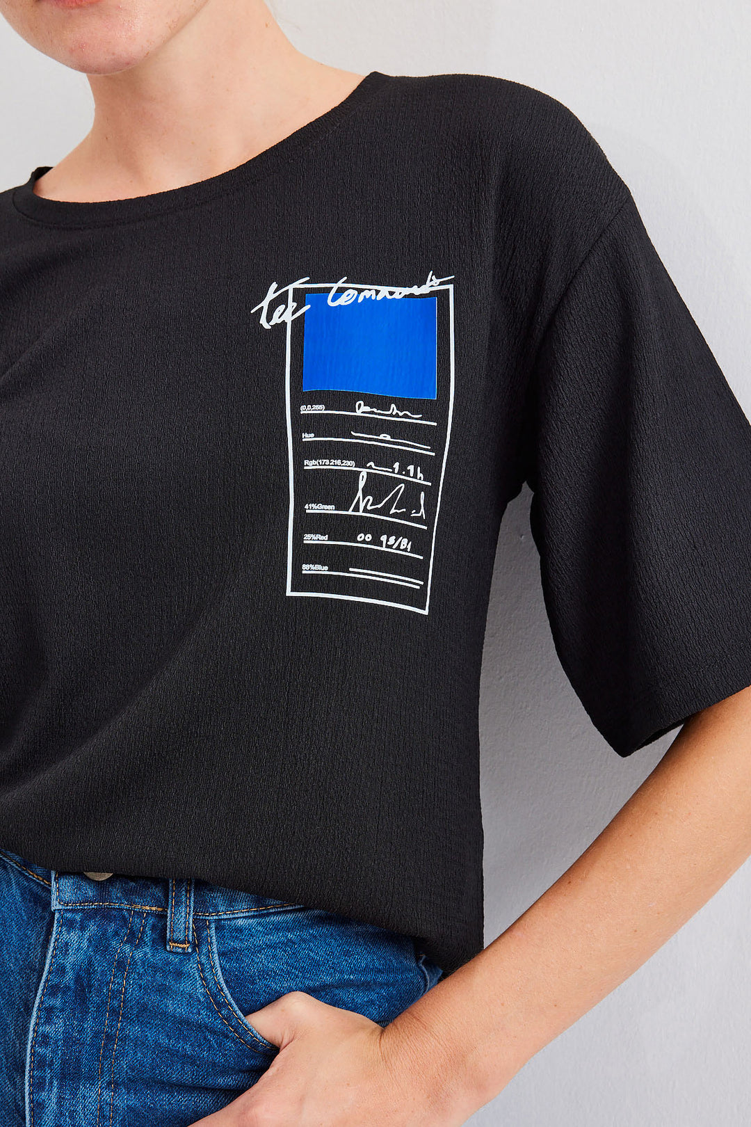 Bigdart 911 T-shirt basique en tricot imprimé - Noir