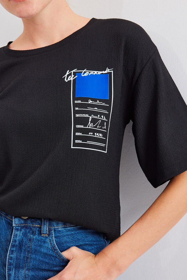 Bigdart 911 T-shirt basique en tricot imprimé - Noir