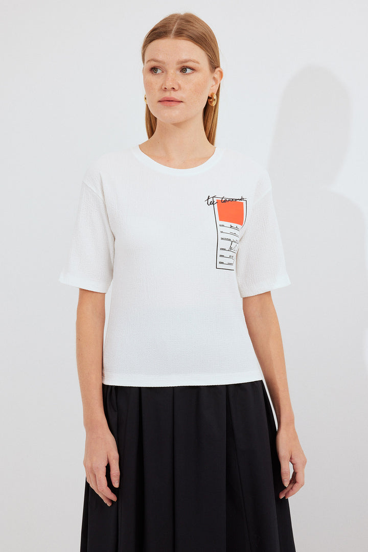 Bigdart T-shirt basique en tricot imprimé 911 - Orange