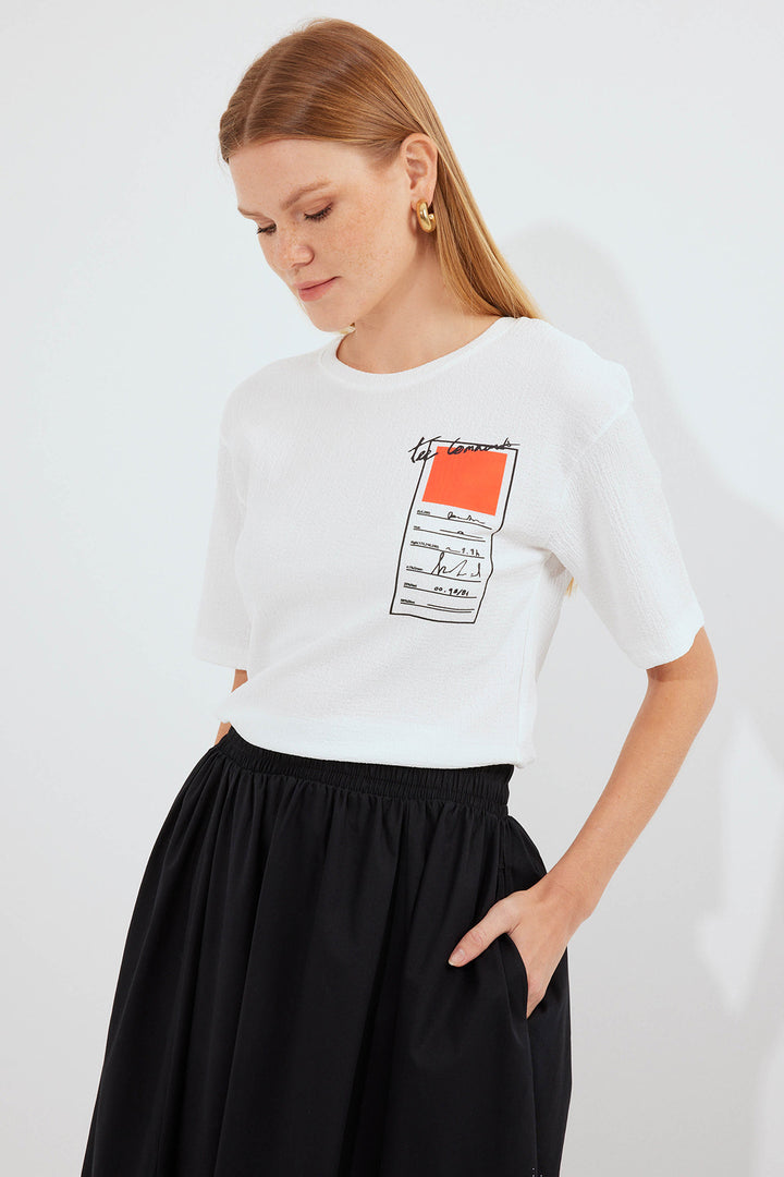 Bigdart T-shirt basique en tricot imprimé 911 - Orange