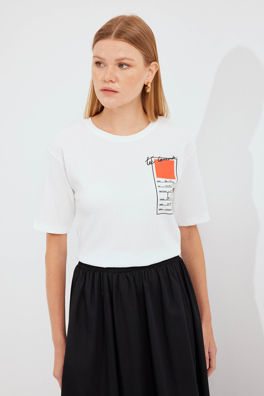 Bigdart T-shirt basique en tricot imprimé 911 - Orange