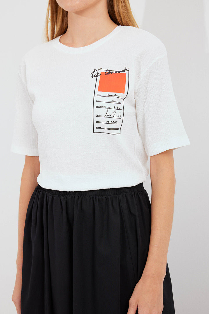 Bigdart T-shirt basique en tricot imprimé 911 - Orange