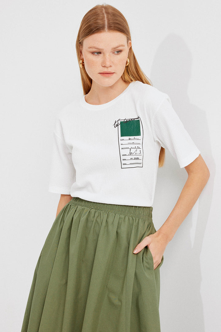 Bigdart T-shirt basique en tricot imprimé 911 - Vert