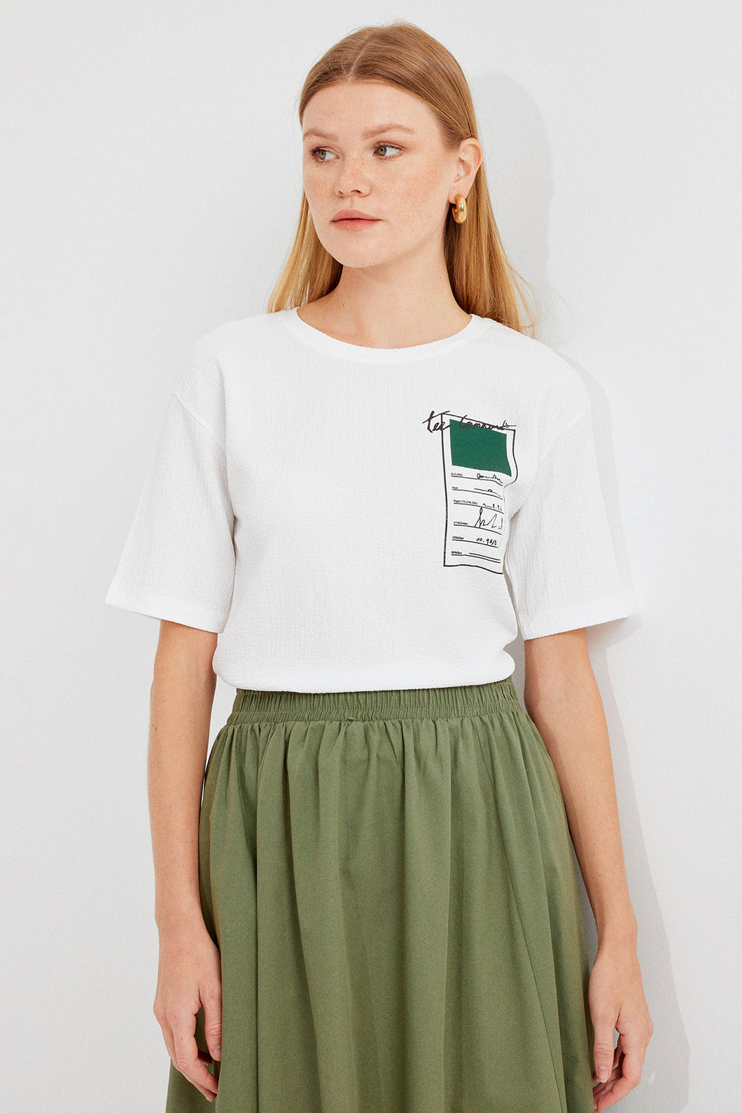 Bigdart T-shirt basique en tricot imprimé 911 - Vert