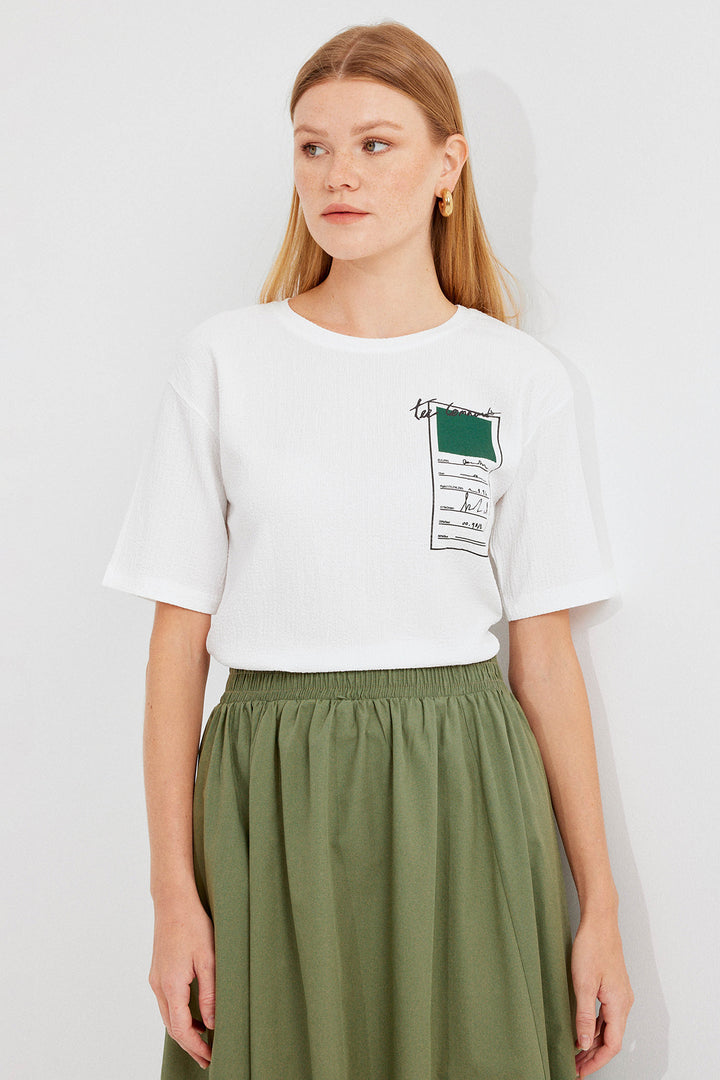 Bigdart T-shirt basique en tricot imprimé 911 - Vert