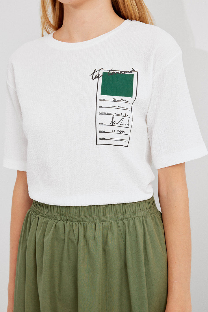 Bigdart T-shirt basique en tricot imprimé 911 - Vert