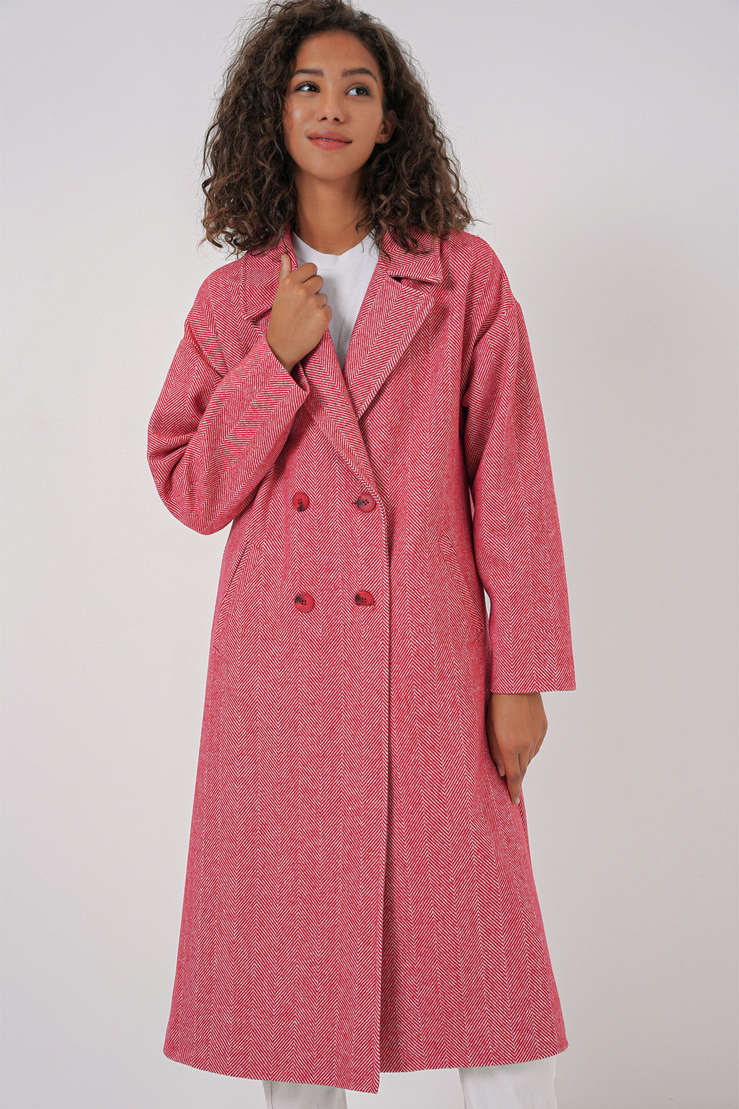 Bigdart 9113 Manteau long en laine oversize - Rouge