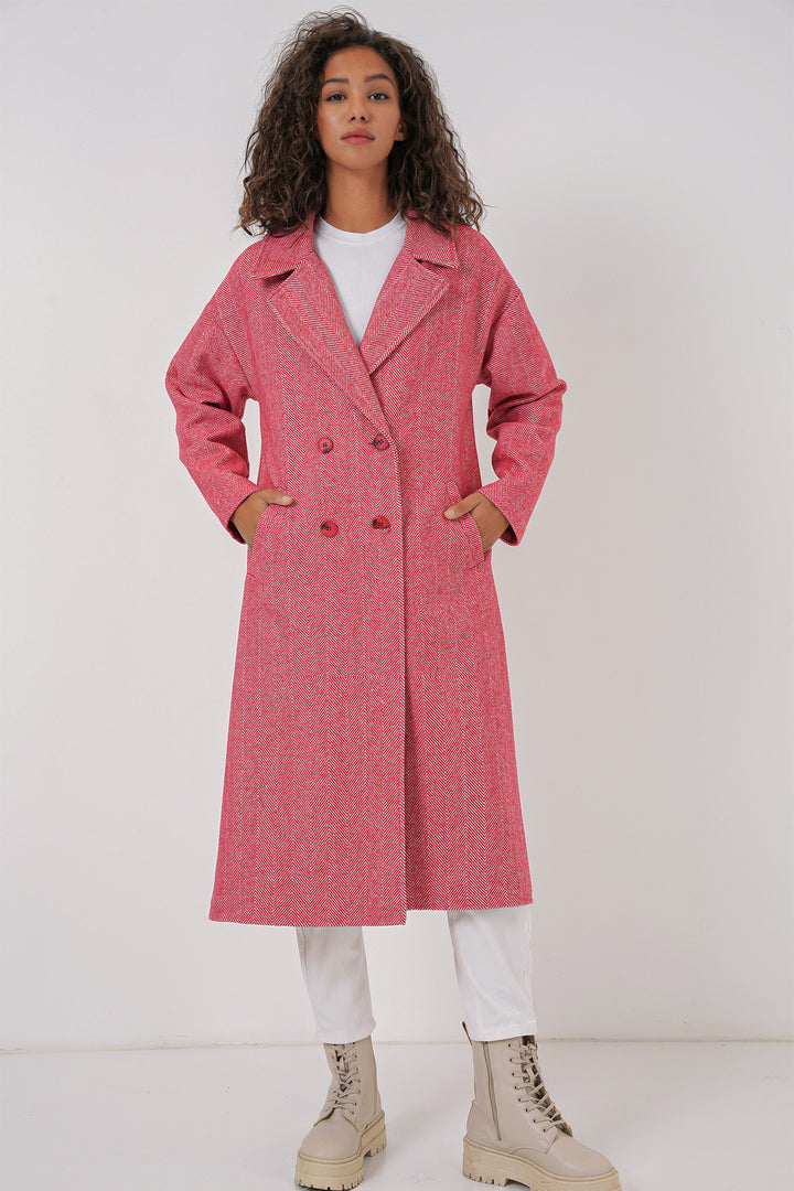Bigdart 9113 Manteau long en laine oversize - Rouge