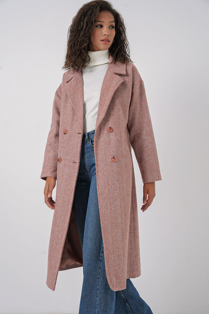 Bigdart 9113 Manteau long en laine oversize - Saumon