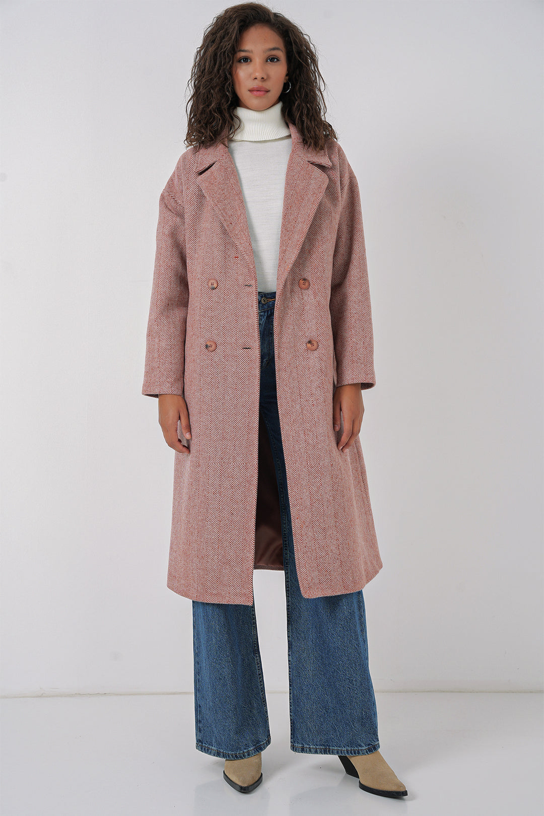 Bigdart 9113 Manteau long en laine oversize - Saumon