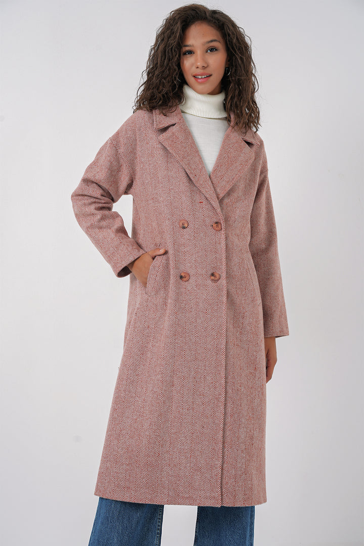 Bigdart 9113 Manteau long en laine oversize - Saumon