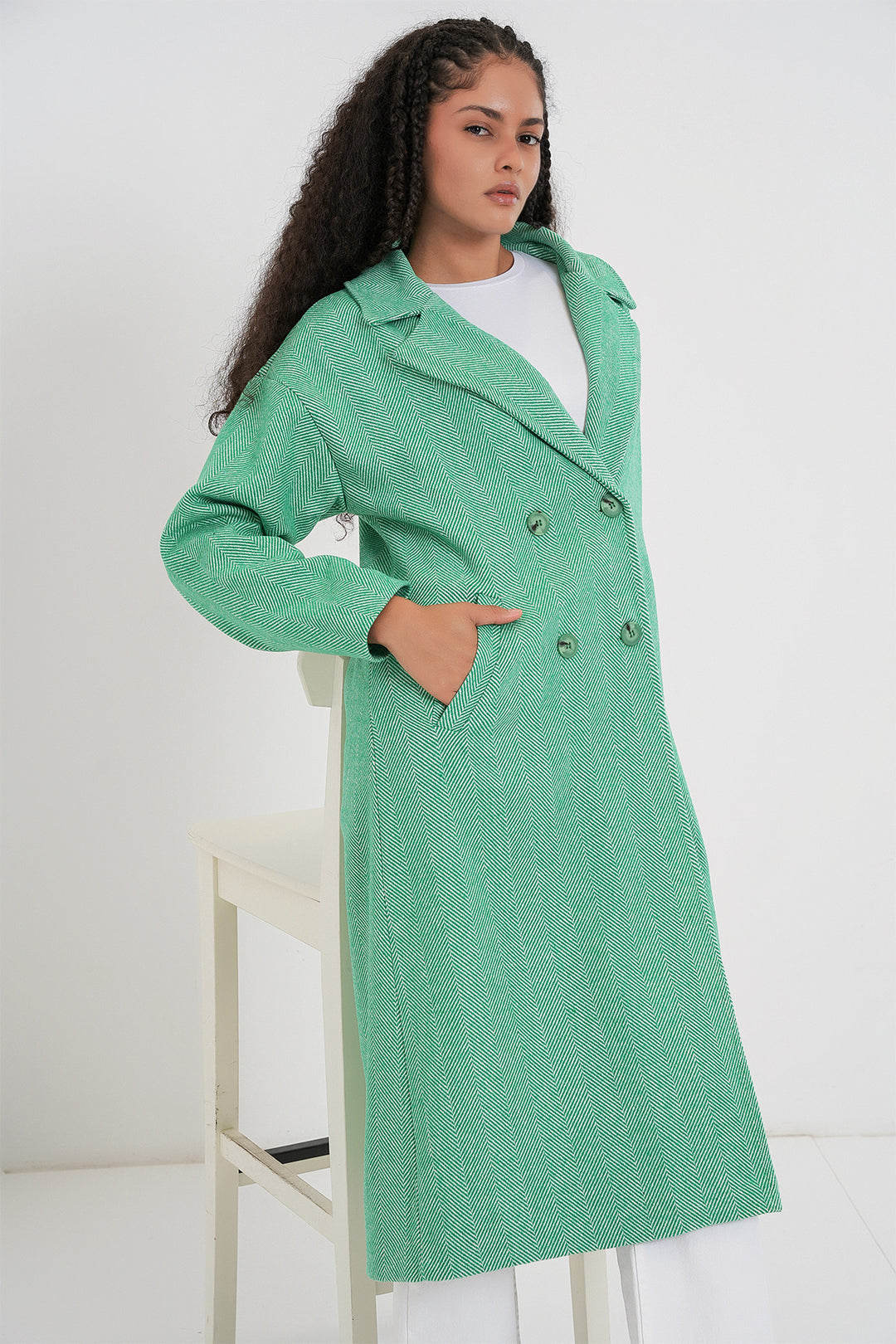 Bigdart Manteau long en laine oversize vert pour femme 9113 - Vert