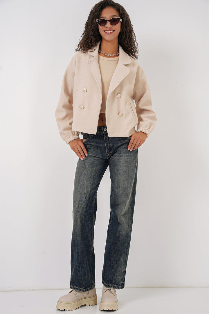 Bigdart 9117 Veste Crop à Col Croisé - Beige