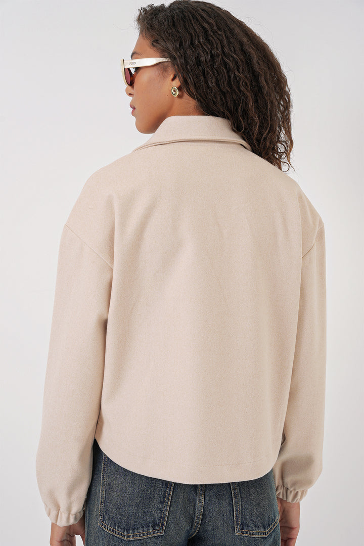Bigdart 9117 Veste Crop à Col Croisé - Beige