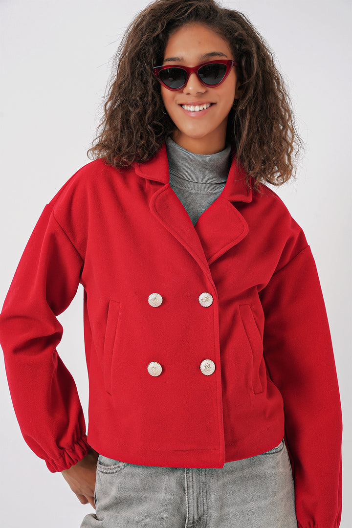 Bigdart 9117 Veste Crop à Col Croisé - Rouge
