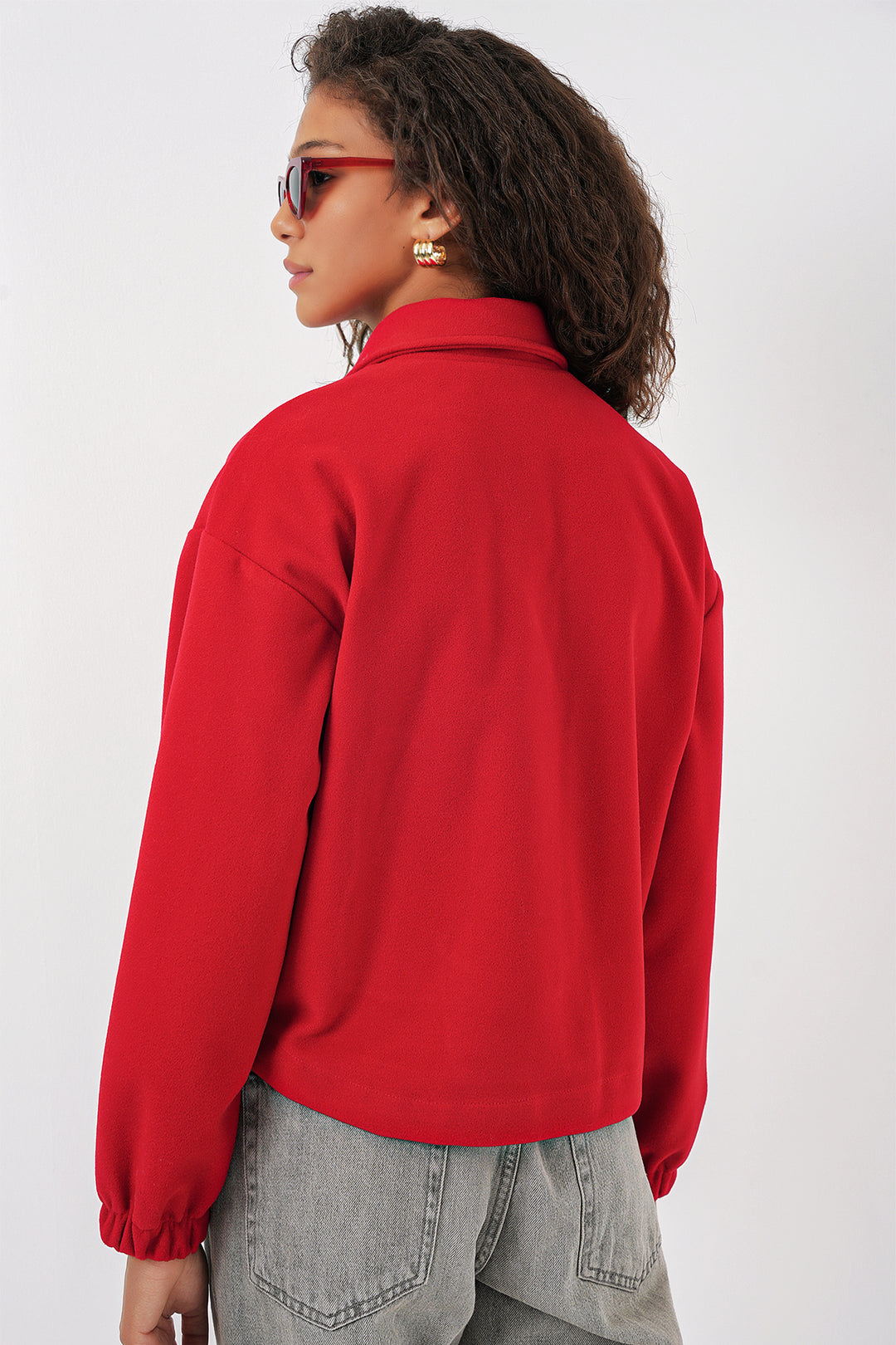 Bigdart 9117 Veste Crop à Col Croisé - Rouge