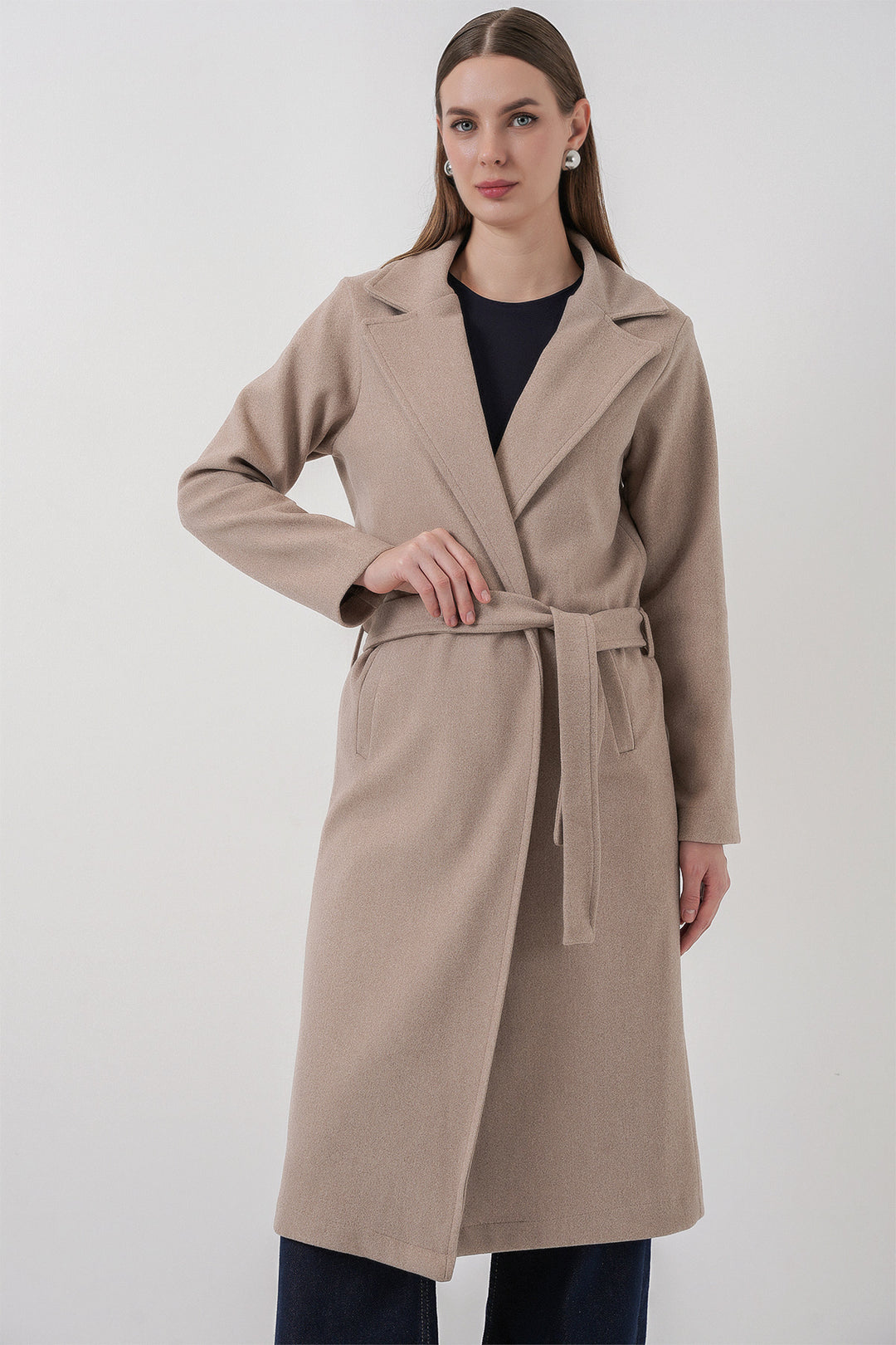 Bigdart Manteau croisé en laine 9118 - a.Beige