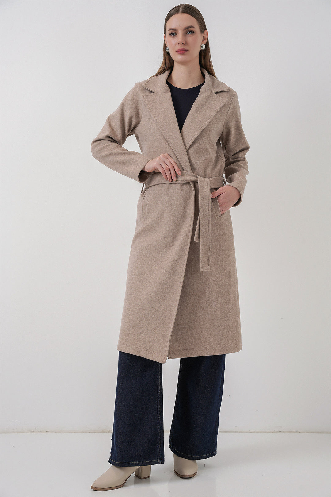 Bigdart Manteau croisé en laine 9118 - a.Beige