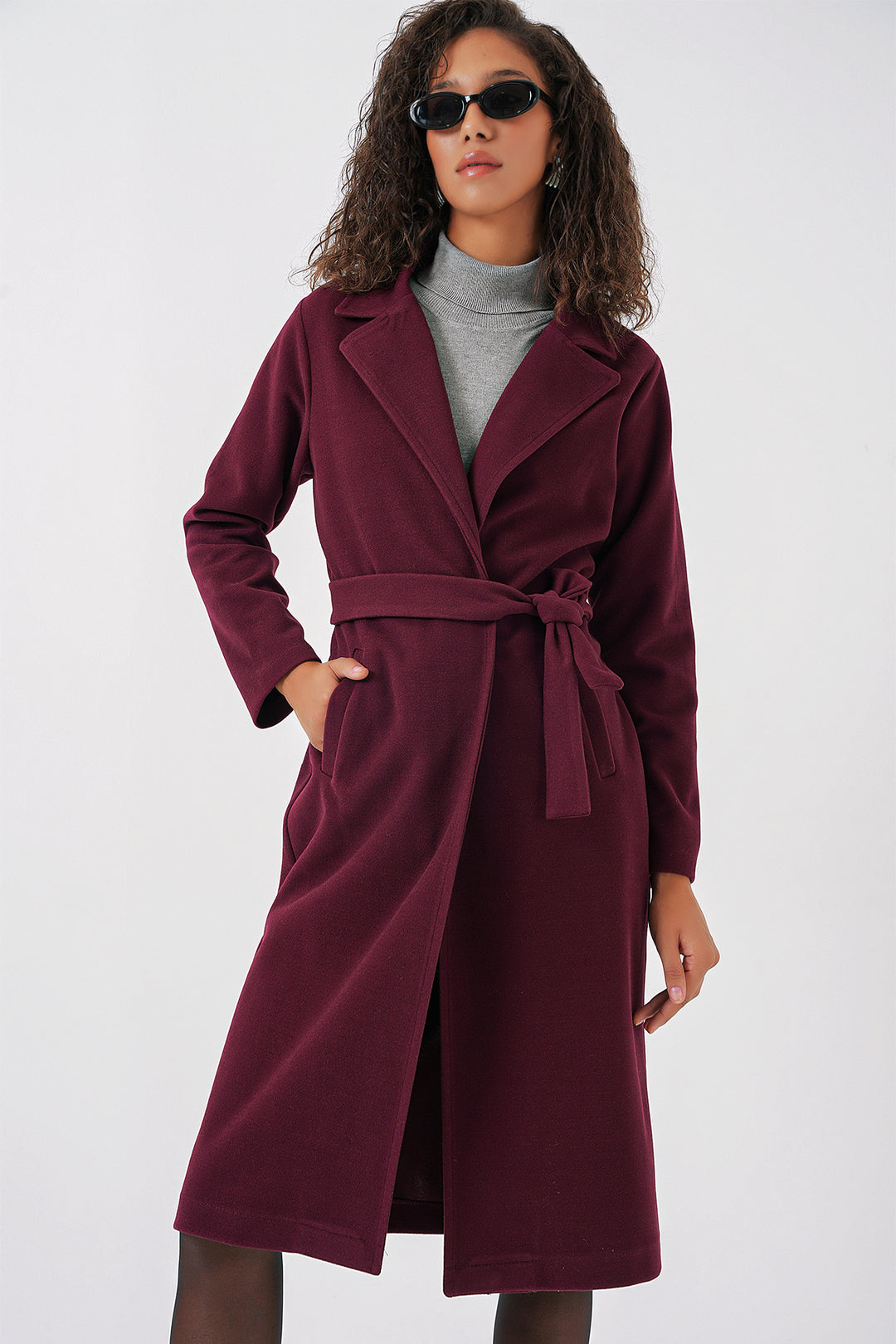 Bigdart Manteau en laine croisé 9118 - Bordeaux