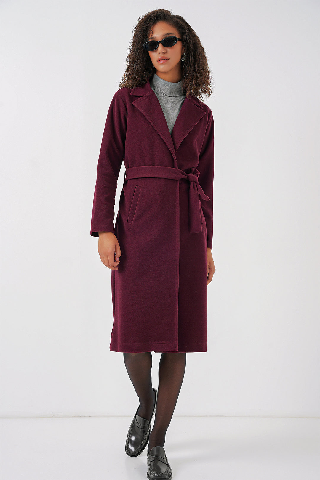 Bigdart Manteau en laine croisé 9118 - Bordeaux