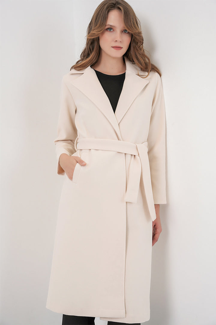 Bigdart 9118 Manteau croisé en laine - Écru