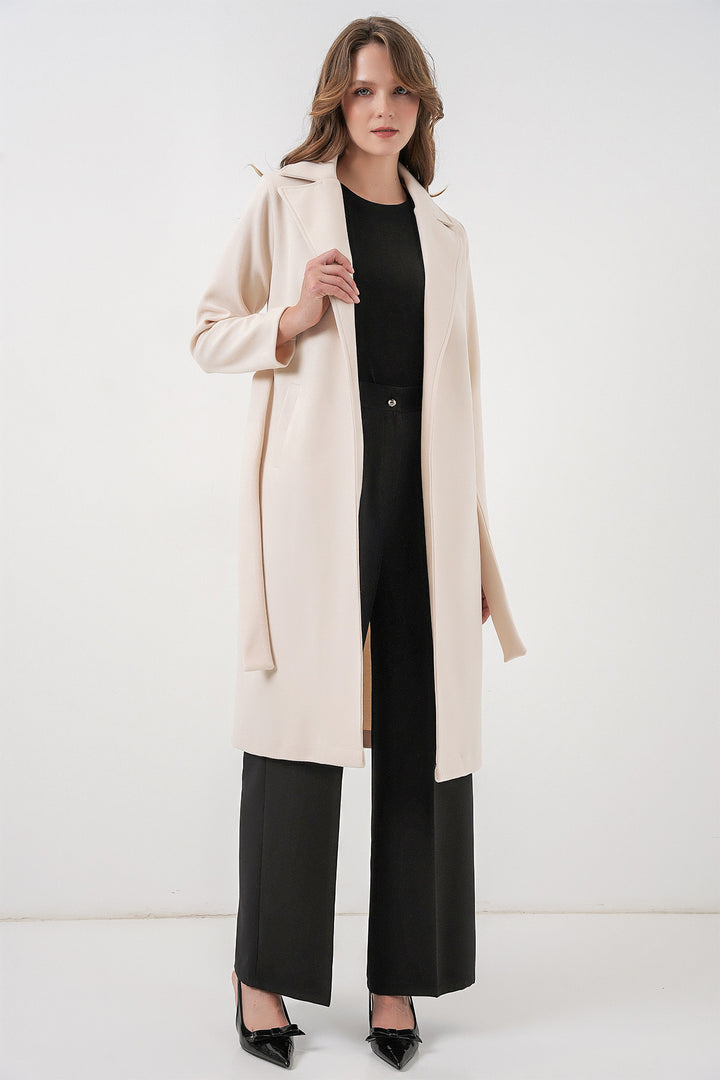 Bigdart 9118 Manteau croisé en laine - Écru
