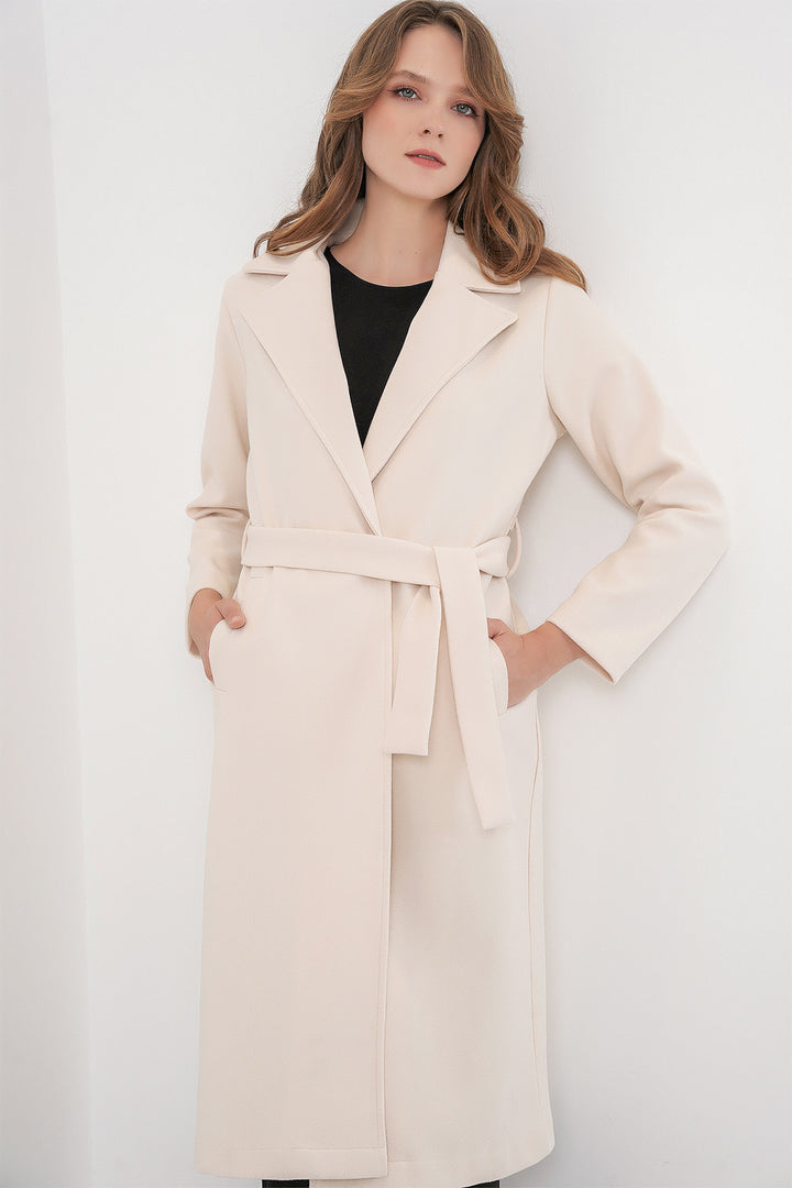 Bigdart 9118 Manteau croisé en laine - Écru