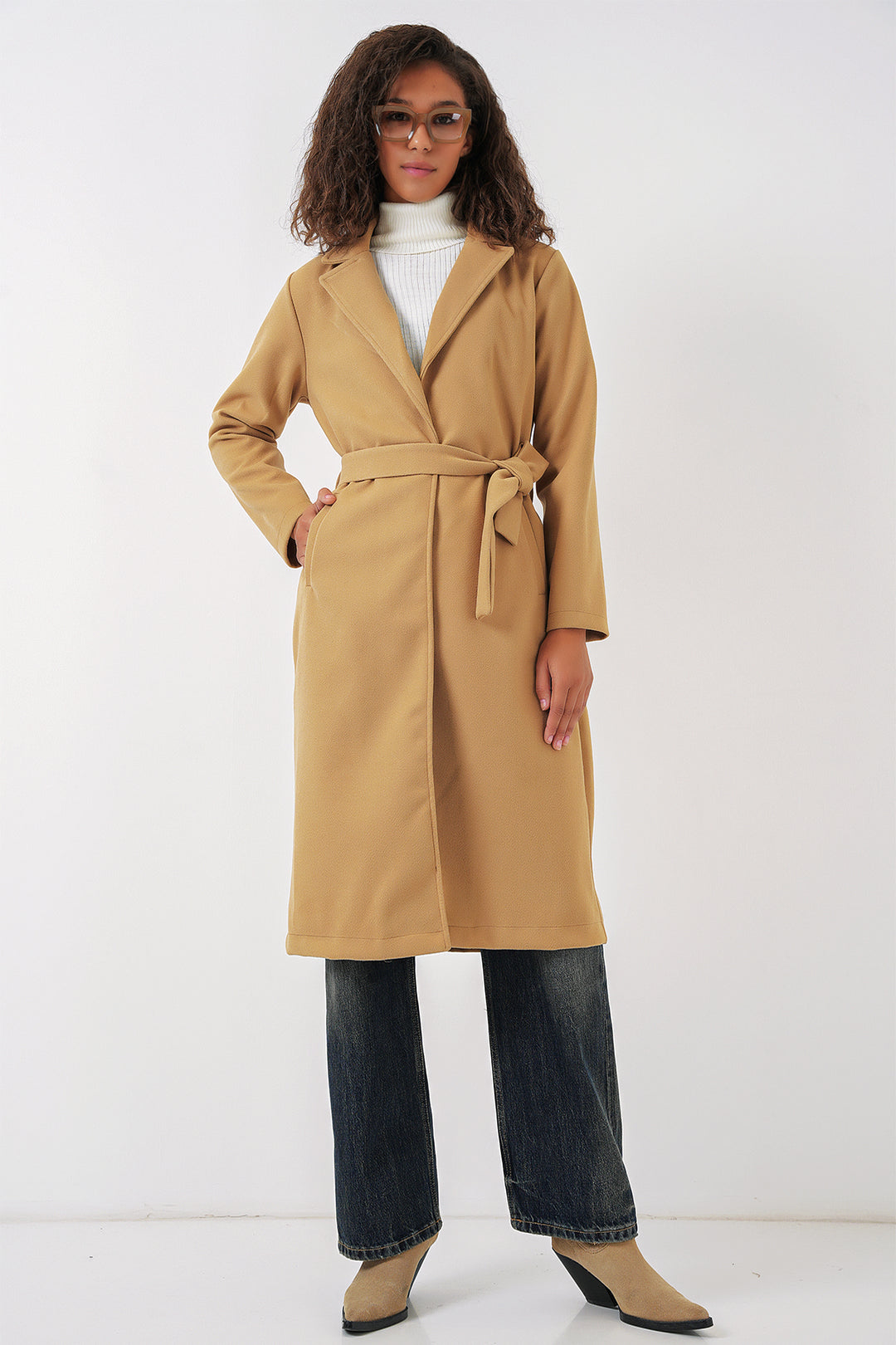 Bigdart 9118 Manteau Croisé en Laine - Moutarde