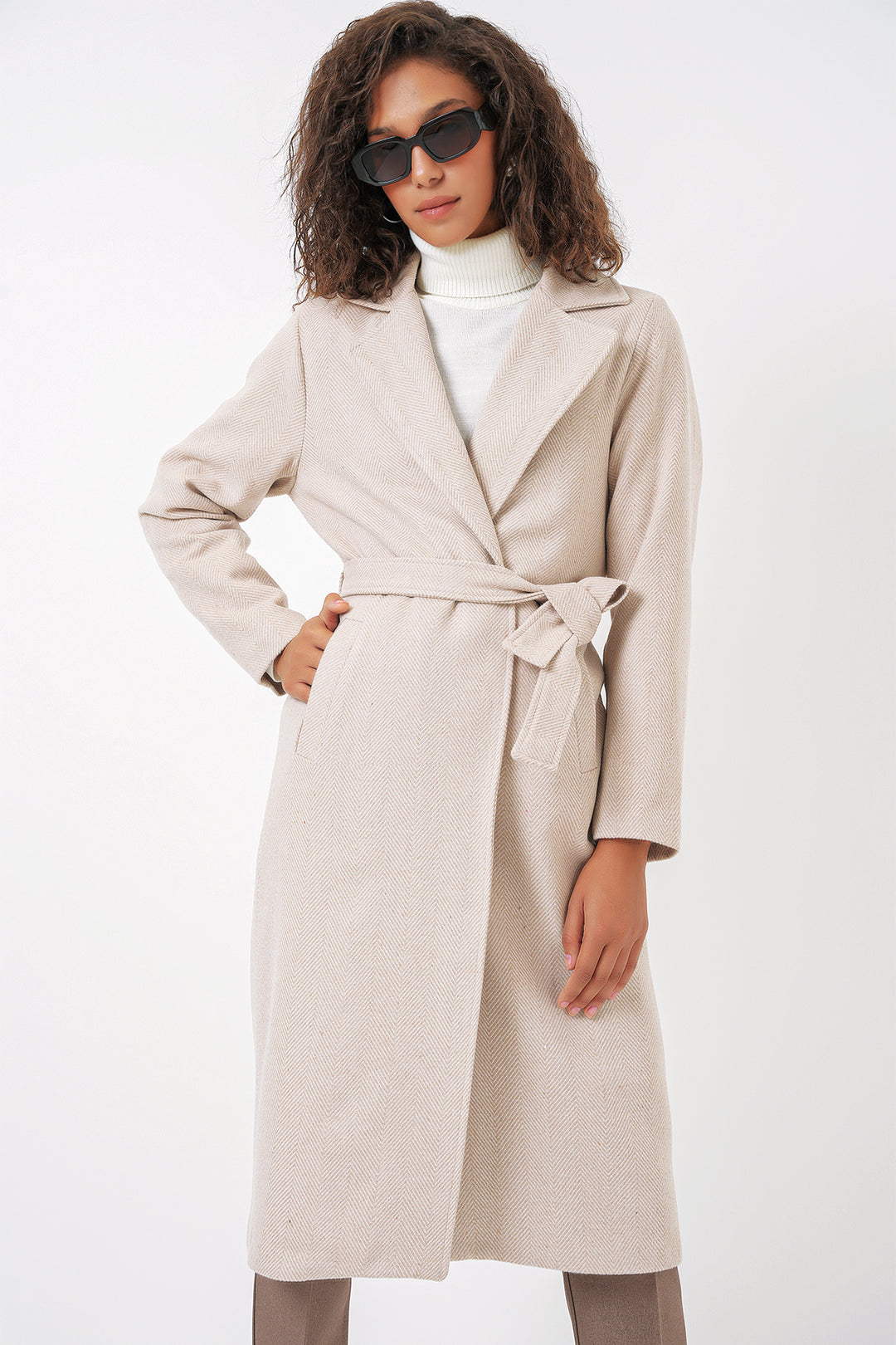 Bigdart Manteau en laine croisé 9118 - Crème