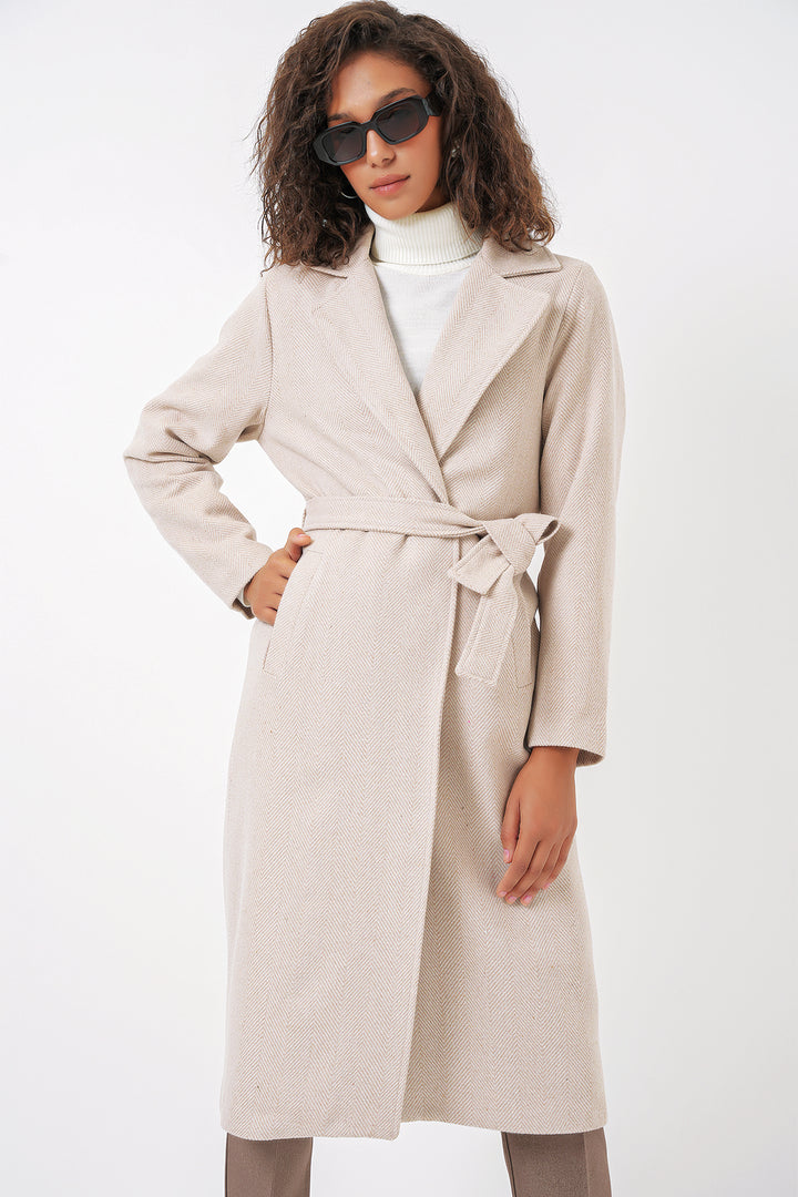 Bigdart Manteau en laine croisé 9118 - Crème