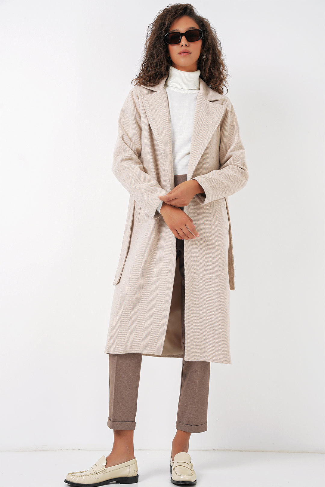 Bigdart Manteau en laine croisé 9118 - Crème