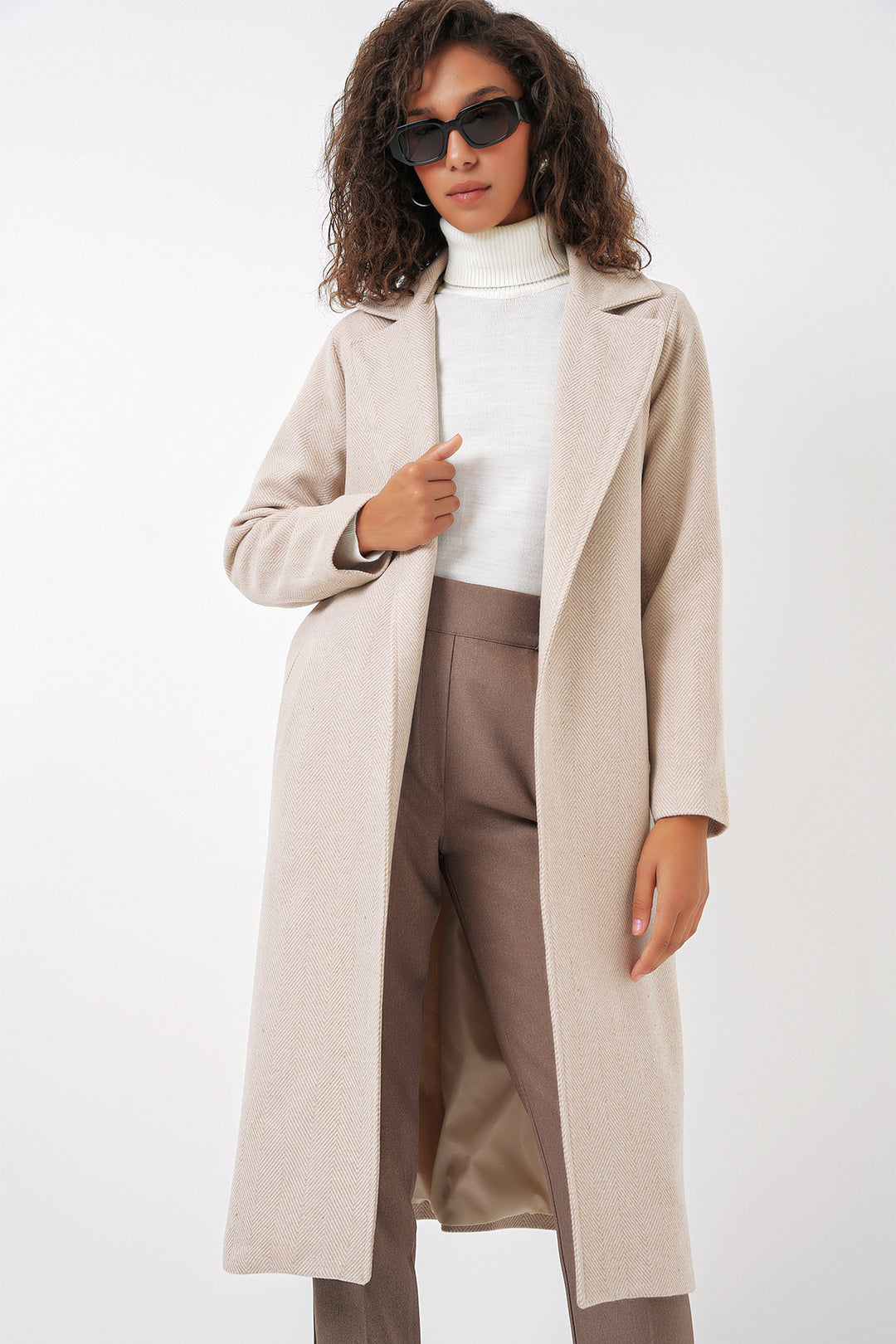Bigdart Manteau en laine croisé 9118 - Crème