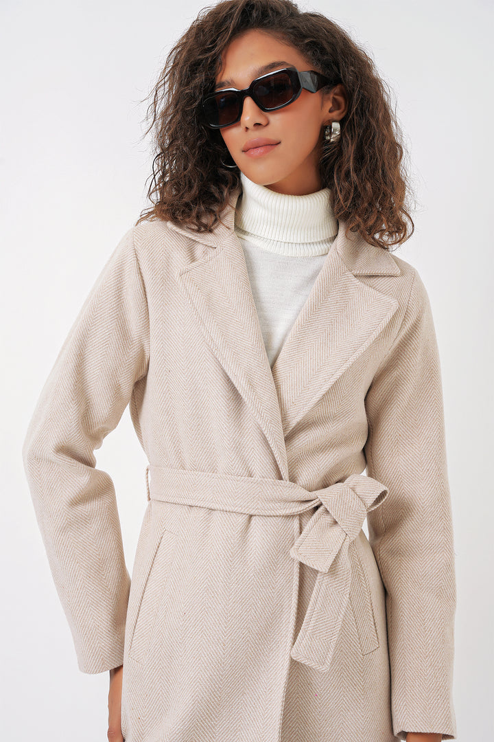 Bigdart Manteau en laine croisé 9118 - Crème