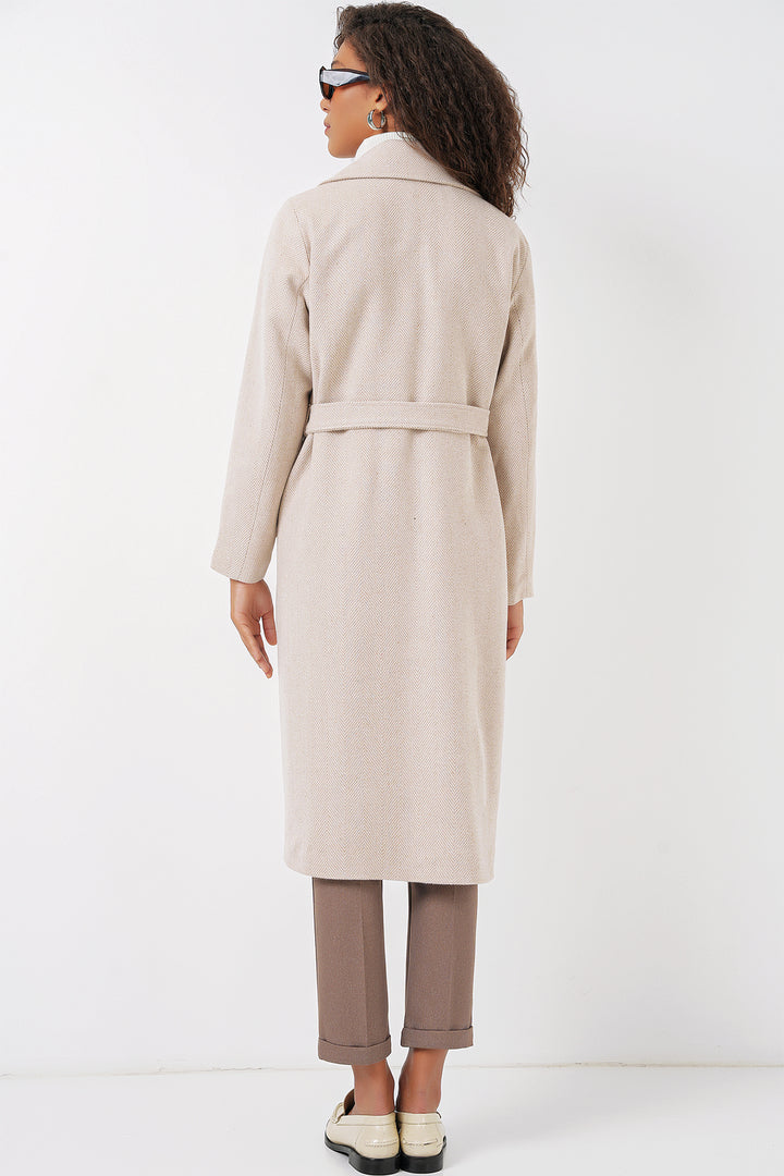 Bigdart Manteau en laine croisé 9118 - Crème