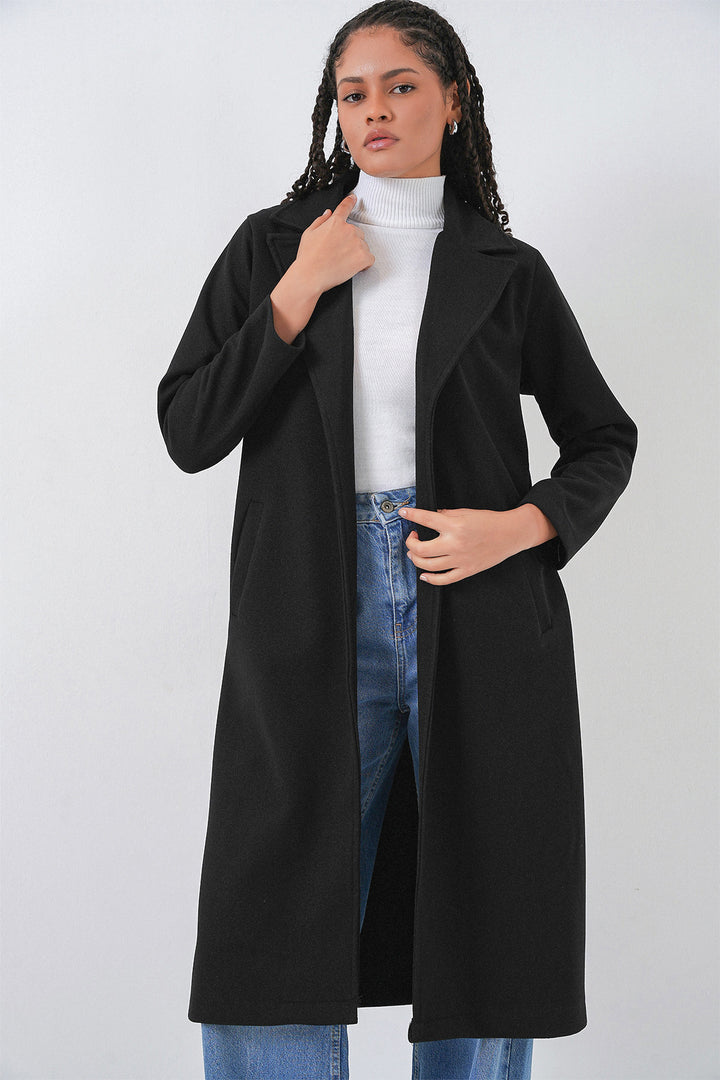 Bigdart Manteau en laine à col croisé 9118 - Noir