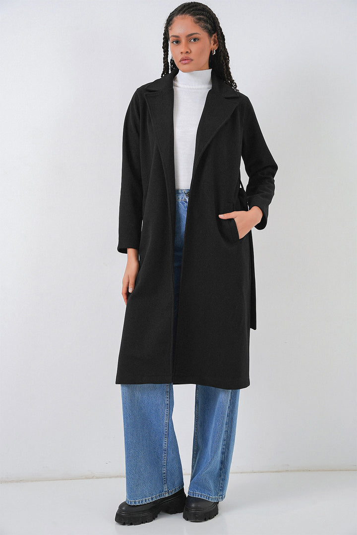 Bigdart Manteau en laine à col croisé 9118 - Noir