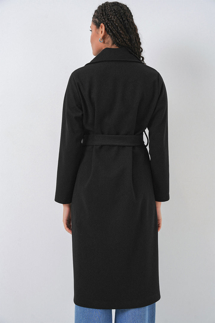Bigdart Manteau en laine à col croisé 9118 - Noir