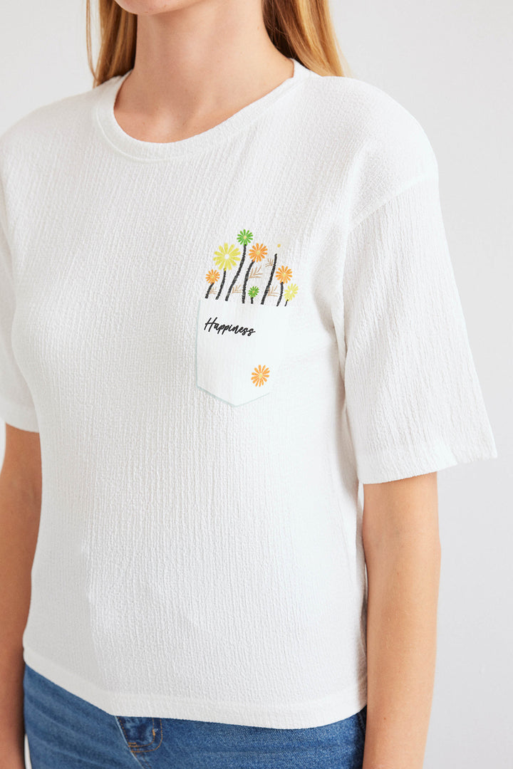 Bigdart T-shirt basique en tricot imprimé 912 - Blanc